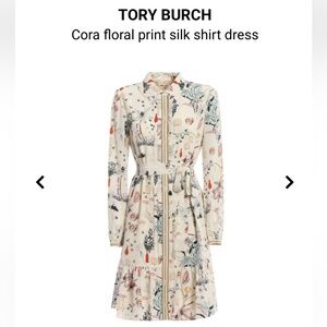 Tory Burch Floral Silk Dress in Cream and Pink